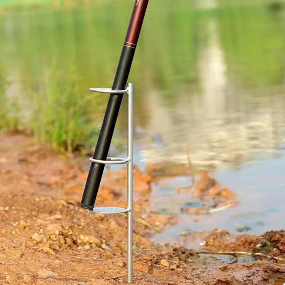 LO【Ready Stock】30/40/50cm Portable Fishing Rod Holder Support Stainless  Steel Ground Spike Rod Rest Stand Bank Fishing Ground Rod Holder Tackle