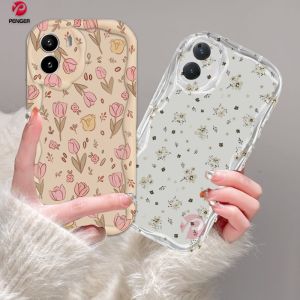 PENGER Casing hp Vivo Y36 Y27 Y16 Y12s Y20 Y02A Y02T Y35 Y11 Y17 Y21 Y15 Y12 Y30i Y22 Y15s Y20s Y22s Y21A Y12i Y21s Y15A Y33s Y51 Y91C Y91 Flowers 3D Tepi Melengkung Bergelombang Bunga Softcase