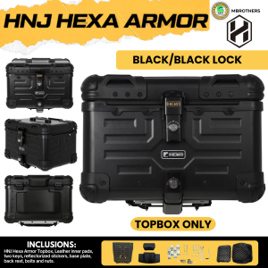 Topbox Only HNJ Hexa ARMOR Black/Black Lock 45 Liters Top Box Helmet Compartment for Motorcycle