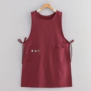 ERMENLED Polyester Long Vest Apron Waterproof with Pockets Cooking Apron  Breathable Painting Apron Kitchen Use