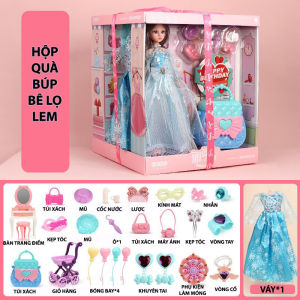 Hộp Quà Búp Bê Dành Cho Bé - Búp Bê Bạch Tuyết  Elsa Tặng Kèm Váy Và Phụ Kiện Làm Đẹp Túi Xách Bàn Trang Điểm Xinh Xắn