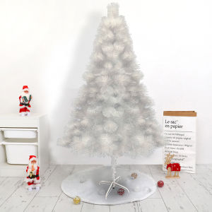 O-New 4/5/6/7FT White Christmas Tree Pine Needle Xmas Tree with Metal Stand for Christmas Decor