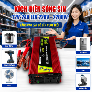 Inverter Hàng Xịn 2200W 12V–220V – Sóng Sin Chuẩn Dùng Máy Bơm Quạt Tivi