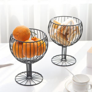 [SG SELLER]Wrought Iron Snack Storage Basket Wine Glasses Shape Dessert Fruit Basket