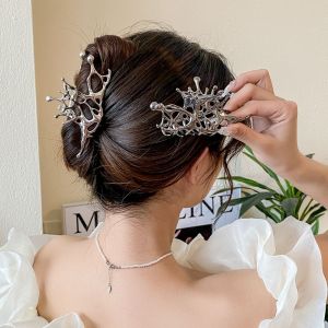 MEEU โลหะผสมอัลลอยด์ คลิปกรงเล็บเรขาคณิต Y2k รูปทรงเรขาคณิต คลิปปูผมสีเงิน อารมณ์ที่ดี ที่หนีบผม สาวๆ