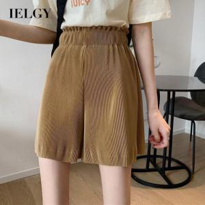 IELGY Quần Short Ống Rộng Xếp Ly Phong Cách Hàn Quốc Cho Nữ Kèm Thắt Lưng Co Giãn Và Quần Năm Điểm