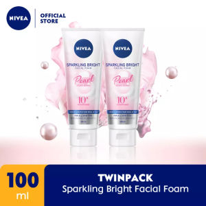 (PAKET HEMAT ISI 2) NIVEA Facial Foam Sparkling Bright 100ml - Sabun cuci muka wanita mencerahkan brightening glowing kulit kenyal bintik hitam brightening kulit kusam cleanser facial wash wajah cerah - Pearl Micro Serum Rucinol Licorice Vitamin C