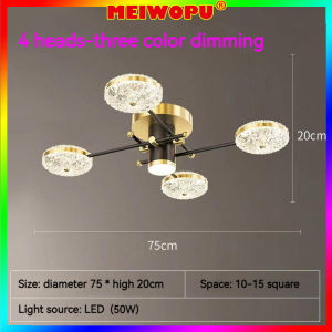 Wholesale And Retail Nordic Luxury Acrylic Home Living Dining Room Ceiling Lamp Black Gold Three Color Light Chandelier