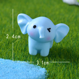 Ginca Cartoon Cute Blue Elephant Micro Landscape Desktop Decorative Ornaments Mini Elephant DIY Gadgets Home Figurines Statue