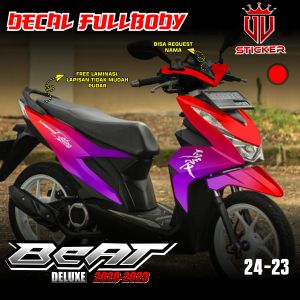 Decal Sticker Full Body Honda BEAT DELUXE 2020 2021 2022 2023 Sticker Decal Full body Desain Gradasi dasar ungu Racing UV 24-23