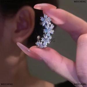 [COD] WEICHENG 1Pcs Trendy Simple Zircon Flowers Ear Clip Earring Without For Women Sparkling Ear Cuff Clip Party Wedding Jewelry Gifts
