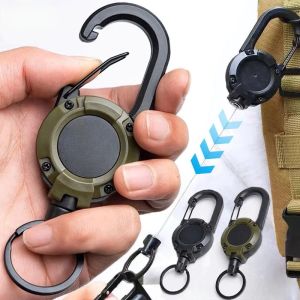 Easy Pull Wire Rope Buckle Key Storabge Ring Elastic Anti Lost Belt Buckle Outdoor Backpack Retractable Rope Carabiner Protable