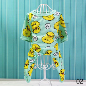 Calistouk New Lovely Dog Yellow Duck Cartoon Print Pajamas Warm Clothes Chihuahua Pet Puppy Clothing for Dog Jumpsuit