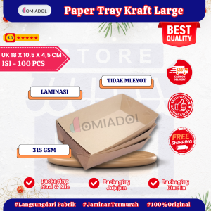 Paper Tray Large Bahan Kraft Full Laminasi - Ukuran 18 x 105 x 45 - Isi 100