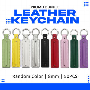 Print Digital 8mm Leather Keychain Colorful DIY Car Key Holder Keychain (Random Color) 50pcs