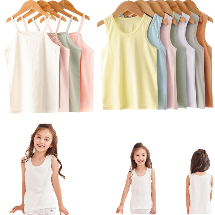 Ready Stock 2024 Summer 3-12 Years Children's Round Neck Tank Tops