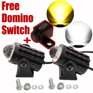 2Pcs 60W Motorcycle Waterproof LED Mini Driving Lights with Switch Universal P15D BA20D H4 T19 LED Bulbs