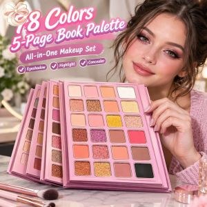 78 Color 5 Page Multi Use Cosmetic Book 24 Eyeshadow 6 Highlighter 6 Blush 7 Concealer Makeup Set For Women