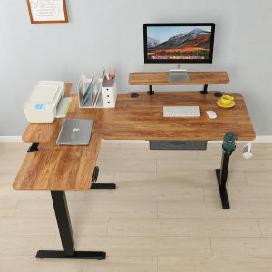 BilBil 63 inches 1.6M L Shape Electric Standing Desk Multi-functional electric Lift Table With Drawer Bracket Single Motor Height Adjustable Stand  Desk  Right Style
