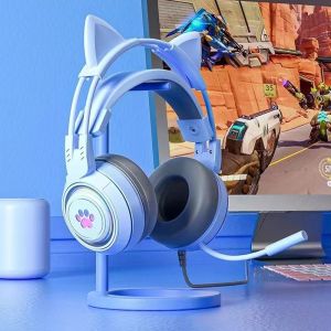 Cute Cat Ear Gaming Headphones with Mic Noise Reduced RGB Pink Girls Headset Gamer Accessories for PS4 Xbox Phone PC Kid Gift2026