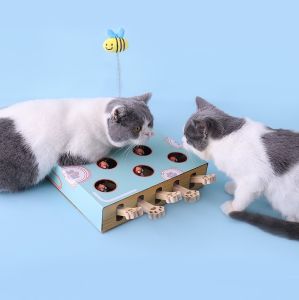 Mitsuchi Five-hole whack-a-mole toy tile paper cat puzzle interactive funny cat self-hi toy cat scratching board猫爪板