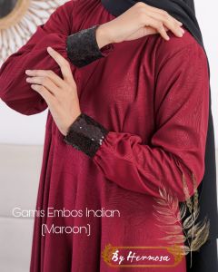 Hermosa - Gamis Embos Motif Indian Merah Maroon Wolfis Premium Umbrella 4m | Gamis Hermosa
