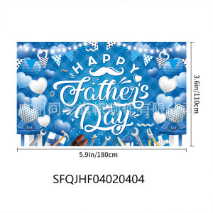 Hantar dari gudang tempatanBlue heart balloons celebrate happy Fathers Day background decoration fabric banner