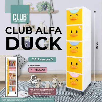 Lemari Pakaian Plastik CLUB ALFA DUCK CAD Laci Susun 2 3 4 5 Pintu Boneka Kuning Putih
