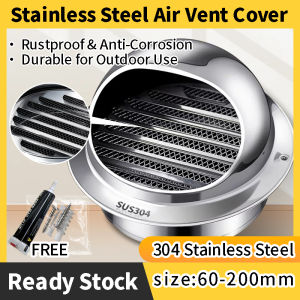 304 Stainless Steel Air Vent Cover Wall Vent Grill Rustproof Outdoor Exhaust Vent w/ Screws 60-200mm