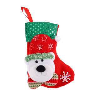 YESPERY 1/4Pcs Christmas Socks Gift Candy Bag Snowman Santa Elk Pattern Xmas Tree Hanging Ornament Party Home Fireplace Decoration