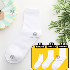 OCM Stoking Cotton Sekolah Kerja Putih Hitam 3-13 Tahun White Black School Working Socks 3-13 Years 儿童幼儿小学袜子
