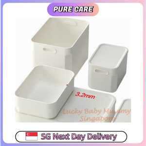 【Pure Care】 Simple Japanese Minimalist Design Storage Box Stackable With Cover Household Container Organiser