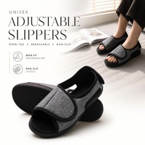 SQMETR Mềm mại Dép có thể điều chỉnh dành cho cả nam và nữ Giày hở mũi Thoáng khí Dép dành cho chân sưng Thoải mái Nhẹ Dép quai rộng Trong nhà