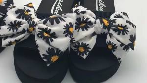 [Free Shipping] WomenS Outdoor Slippers New Summer Style Small Ruffled Design Korean-Style Bowknot Thick-Soled Beach Sandals