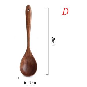 KECTTIO Tool Handmade Cooking Long Handle Wooden Tableware Soup Spoon Scoop Spatula Spoon