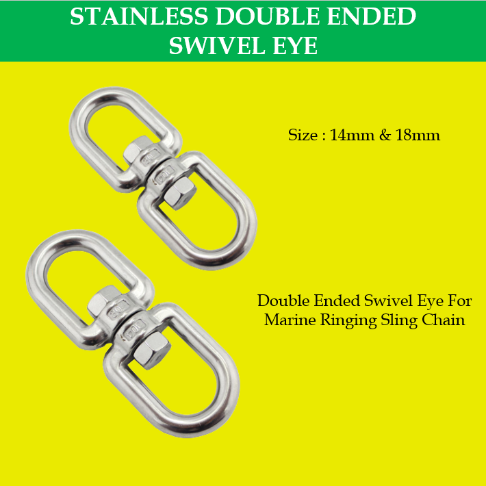 MAGO 4mm18mm Stainless Double Ended Swivel Eye for Marine Ringing Sling Chain Eye Eye Swivel
