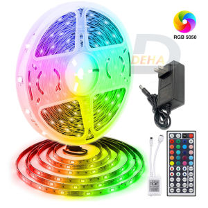 Bộ Đèn led dây dán RGB đổi màu điểu khiển 44 phím chọn màu đứng yên nhấp nháy bóng 5050 strip light trang trí Tiktok dán tường bàn máy tính cửa hàng quán cafe chống nước bền đẹp (Tùy chọn chiều dài dây)