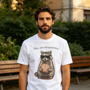 [Local Stock] HBESTY  T-shirt Graphic Crew Neck Loose Fit Men Casual Wear Cool Design Raccoon Print Graphic T Shirts Men Clothing