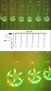 Hari Raya Lights 5M Star&Moon Light 11Modes LED lampu lap lip raya Fairy lights Curtain Light for hari raya decoration