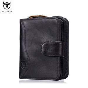BULLCAPTAIN leather wallet mens first layer cowhide multi-function multi-card position casual fashion RFID zipper wallet