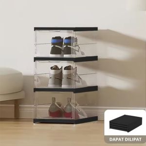 TERBARU Rak Sepatu Lipat Anti Debu Lemari Multifungsi Serbaguna / Rak Susun Kotak Sepatu Portable Lemari Plastik Shoe Box Praktis MultiLayer Rak Sepatu Lipat /  Rak Serbaguna Rak Sepatu Susun