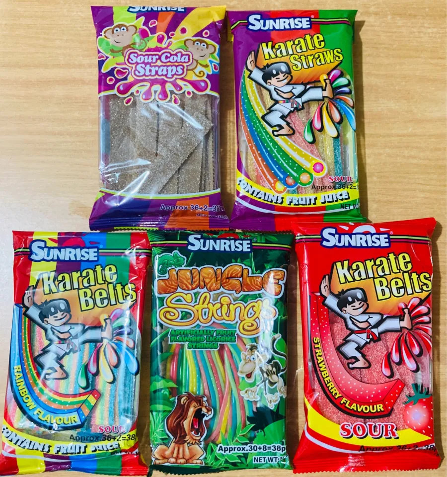 Sunrise Rainbow Karate Belts Sour Straws Cola Strap Jungle