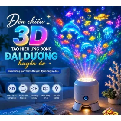 Đèn Chiếu 3D tạo hiệu ứng động đại dương huyền ảo độ nét cao Đèn Led xoay tự động 360- tongkho8