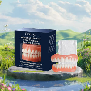 Adult Natural False Teeth Dentures Full Set Over Gums Temporary Repair Missing Broken Tooth Soft Silicone Dentures Reliner Kit