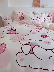 Bộ Bốn Chiếc Giường Nhung Sữa Dày Hoạt Hình Bộ Chăn Bông San Hô Mẫu Đông Bộ Chăn Ga Giường Trẻ Em Bộ Ba Chiếc Ga Giường