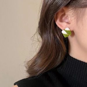 XINSU38 รูปทรงเรขาคณิต อารมณ์ที่ดี วินเทจ สีคมชัด การออกแบบเฉพาะ โลหะผสมอัลลอยด์ ทันสมัยและทันสมัย หยดน้ำมันหยด ต่างหูรูปผู้หญิง ต่างหูสี่เหลี่ยมผู้หญิง ต่างหูสไตล์เกาหลี หูกระดุม