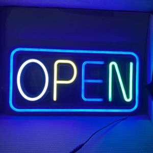 ป้ายไฟ ป้ายไฟร้าน ป้ายไฟตัวอักษร ป้ายไฟวิ่ง ป้ายไฟled ป้ายไฟopen พื้นดำสลับสี-950บ