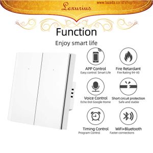 Tuya Smart Switch Button EU Saklar Lampu Rumah Pintar Wi-Fi Tombol Tekan Manual dan Otomatis Aplikasi Smart Home Automation IOT / Tuya Mechanical Click No Neutral
