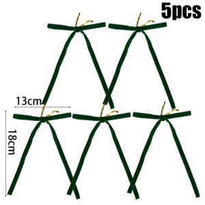 5pcs Velvet Christmas Bow Christmas Tree Decoration with Twist Gift Wrap Ribbon Bow DIY Hanging Fireplace 2025 Christmas Wedding Birthday Party Decoration