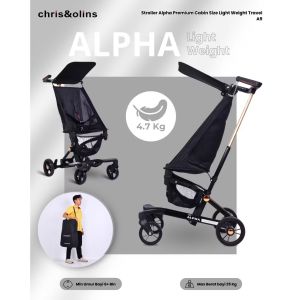 ChrisOlins A9 Baby Stroller Lipat Baby Stroller Alpha Premium Cabin Size Light Weight Travelling Kereta Dorong Bayi Anak stroller Ringan & Kuat Kidu Baby